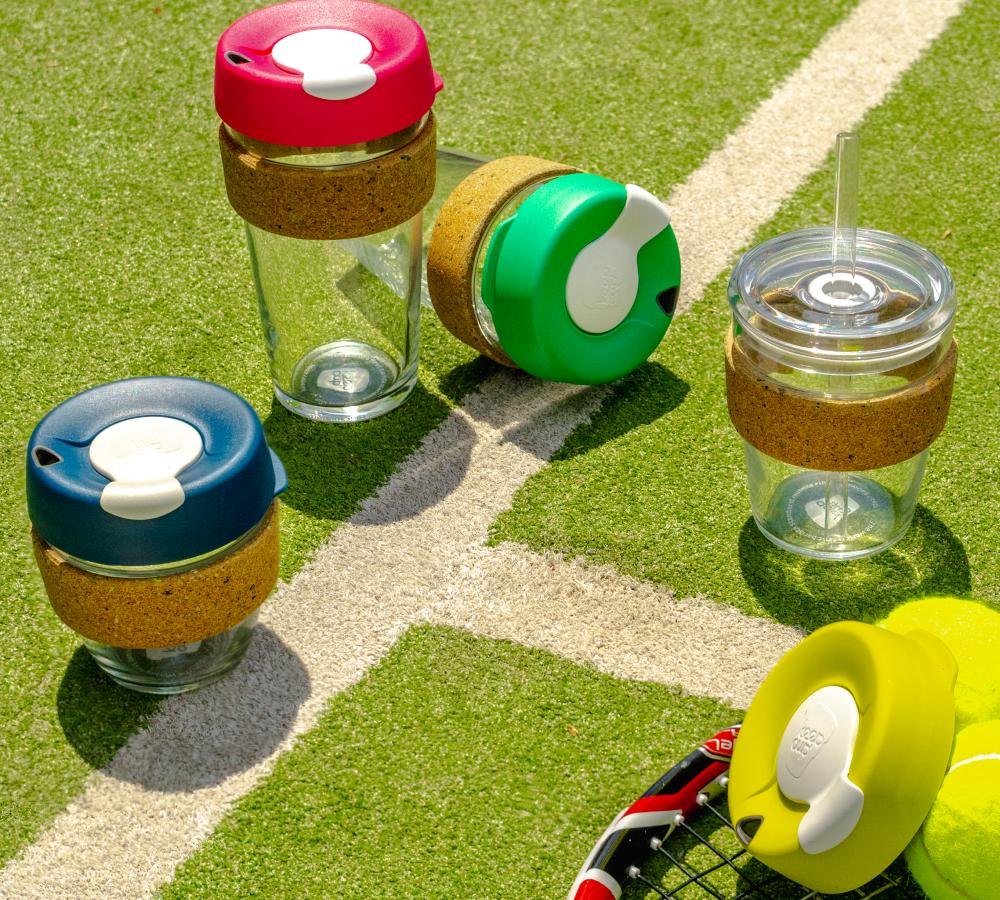 KeepCup Ace Range on a tennis court