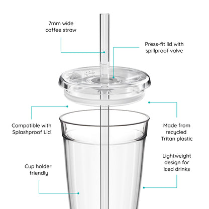 Cold Cup Original with Lid and Coffee Straw, featuring text labels on a white background