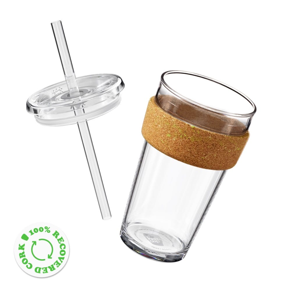 KeepCup Cold Cup Ace glass cup base and straw lid
