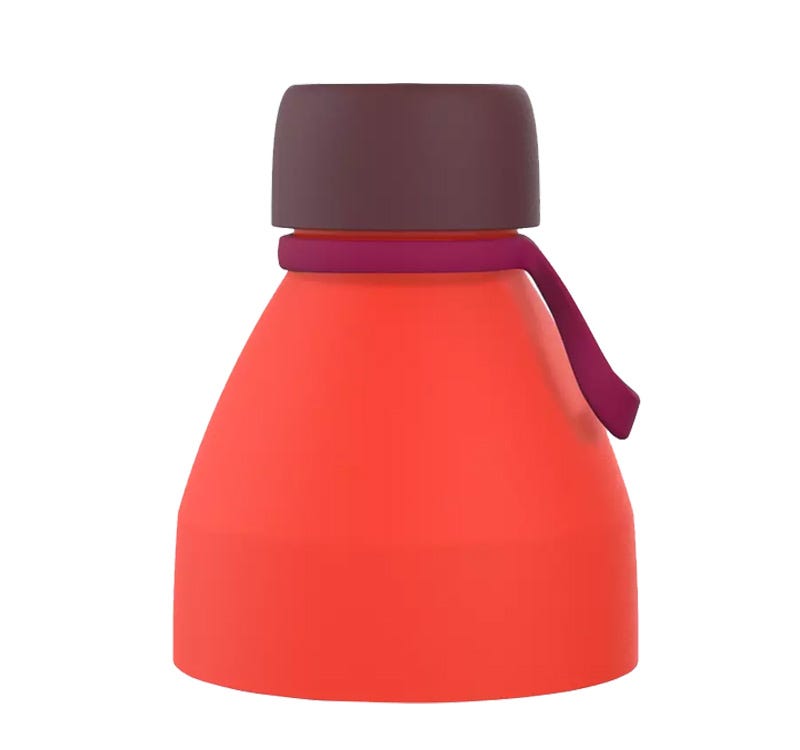 KeepCup Orange Bottle Lid with Wine Red Carry Loop and Maroon Steel Cap